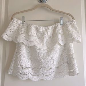 Lace Off-Shoulder Crop Top